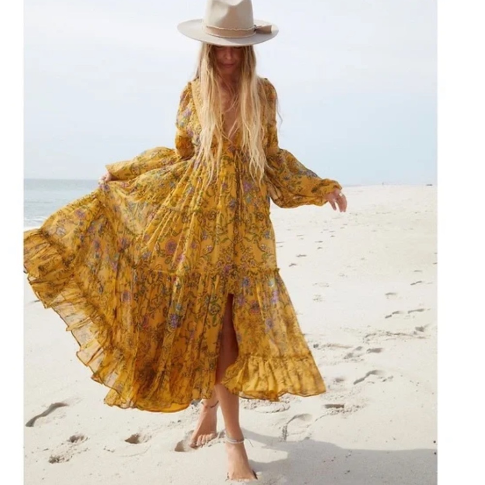 Free People Cassis Printed Chiffon Maxi Dress